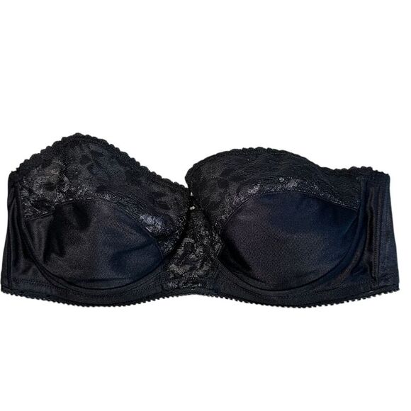 Carnival Full Coverage Strapless Bra Womens 40C Lace‎ Black Underwire Plunge 123 - Picture 2 of 7